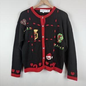 Vintage 1992 Eagles Eye Collection Holiday Sweater S Ugly‎ Christmas Heart Retro